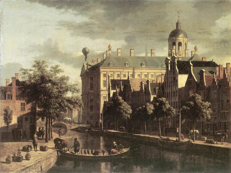 Amsterdam, the Nieuwezijds near the Bloemmarkt, BERCKHEYDE, Gerrit Adriaensz.
